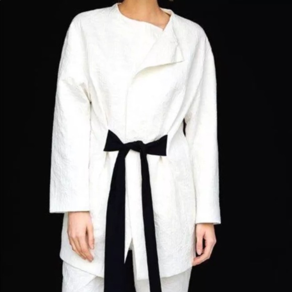 NWT Zara Jacquard blazer with black sash belt S,XS